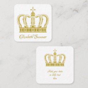 Carte De Visite Carré Couronne d'or - luxe royal