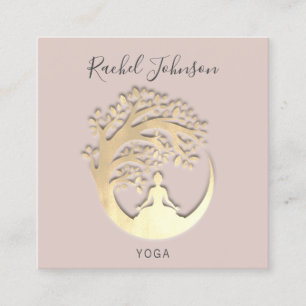 Carte De Visite Carré Cours de Yoga École Instructeur privé QrCode Rose