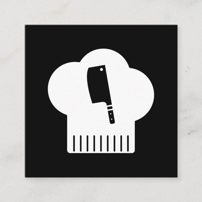 Carte De Visite Carré Couteau Casquette Chefs (Devant)