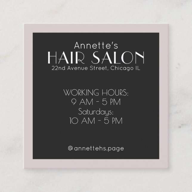 Carte De Visite Carré Couverture encadrée chique élégante (Devant)