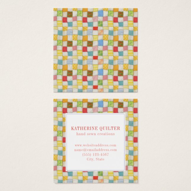 Carte de visite Carré CRAZY QUILT (Devant & derrière)