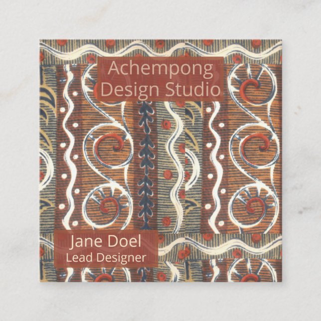 Carte De Visite Carré Create Your Own Achempong: Ornate | African Stripe (Devant)
