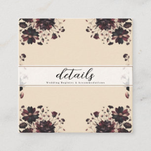 Carte De Visite Carré Crème Beige Vintage Shabby Chic Moody Floral