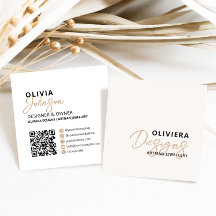 Crème moderne élégante + Code QR de script jaune