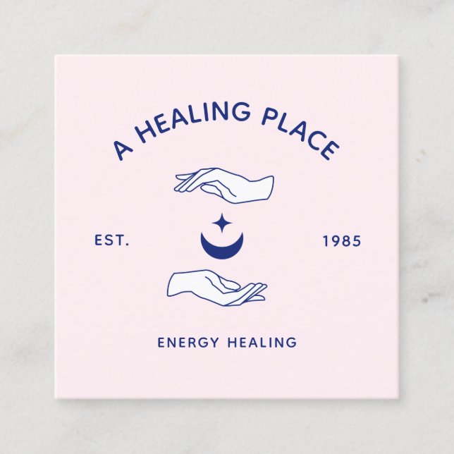 Carte De Visite Carré Crescent Moon et Star Hands Energy Worker (Devant)