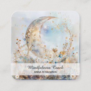 Carte De Visite Carré *~* Crescent Moon Flowers QR Floral AP70 Ethereal