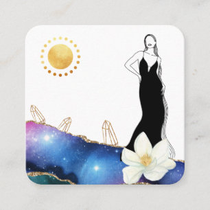 Carte De Visite Carré *~* Cristaux d'Agate Floral Cosmique Déesse Moder