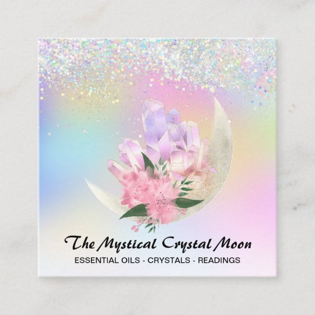 Carte De Visite Carré *~* Cristaux de lune Mystique Floral Parties scint (Devant)