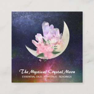 Carte De Visite Carré *~* Cristaux de lune Nebula céleste cosmique flora