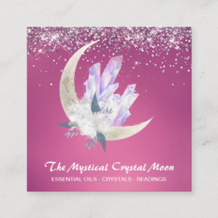 Carte De Visite Carré *~* Cristaux de lune Parties scintillant rose flor