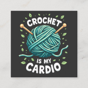 Carte De Visite Carré Crochet est mon cardio Fil à coudre Fitness