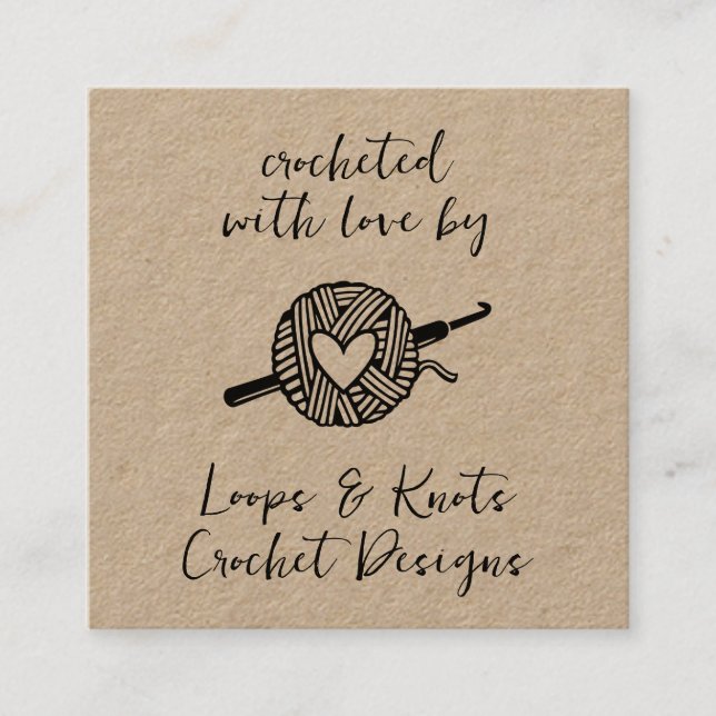 Carte De Visite Carré Crocheté Avec Amour (Devant)
