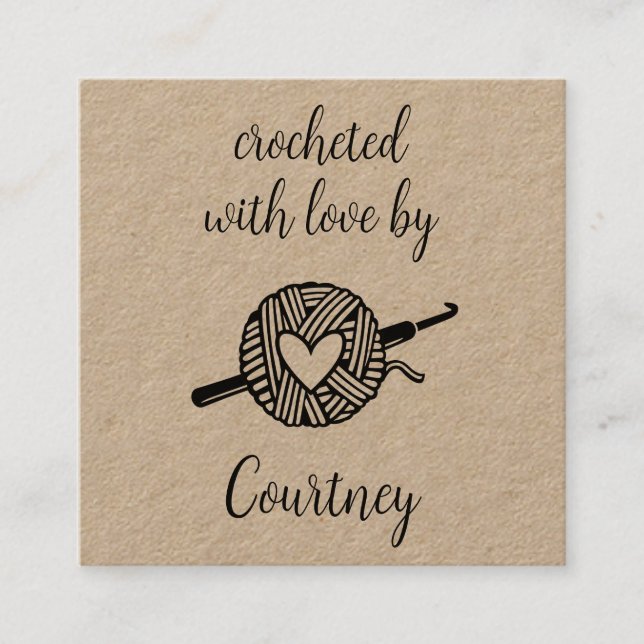 Carte De Visite Carré Crocheté Avec Amour (Devant)