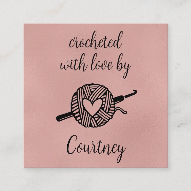 Carte De Visite Carré Crocheté Avec Amour (Devant)