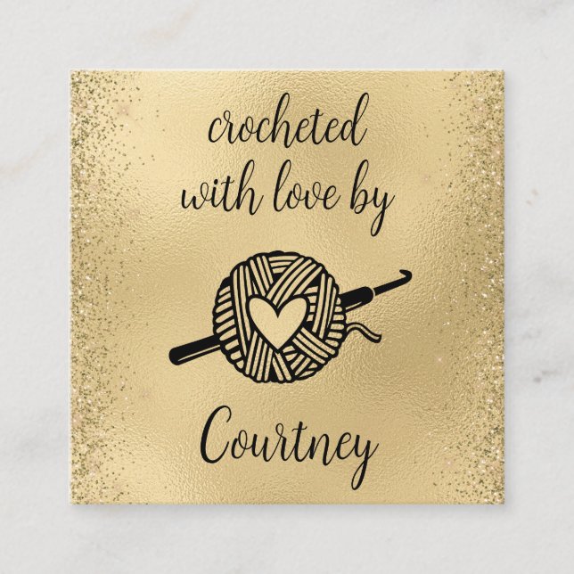 Carte De Visite Carré Crocheté Avec Amour (Devant)