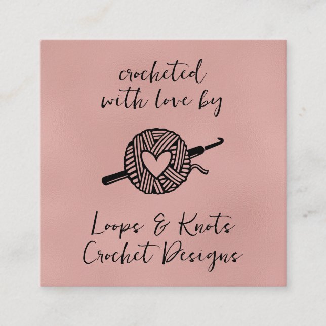 Carte De Visite Carré Crocheté Avec Amour (Devant)