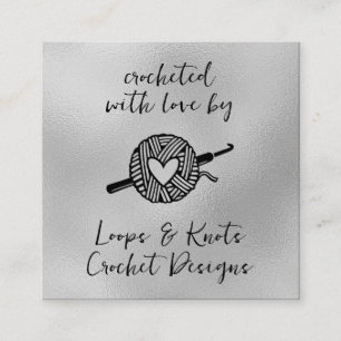 Carte De Visite Carré Crocheté avec Carré d'amour
