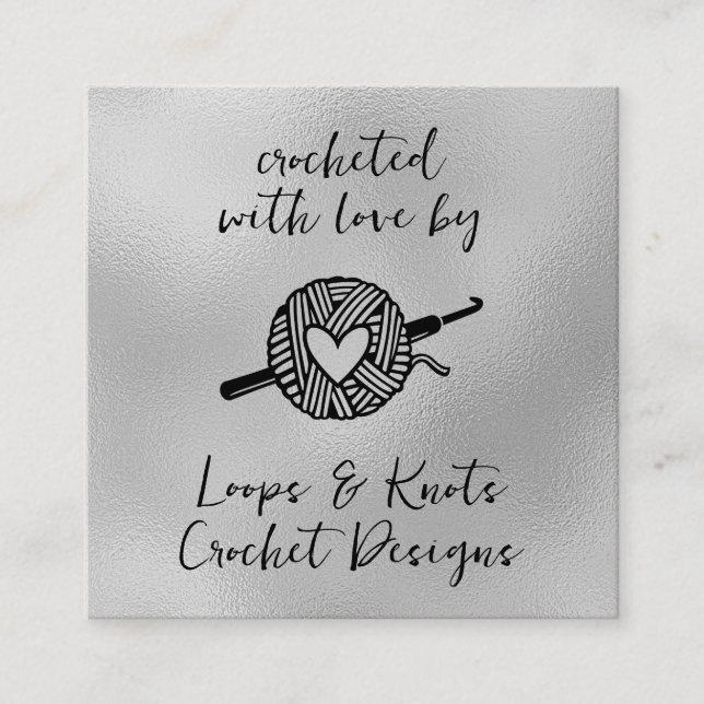 Carte De Visite Carré Crocheté avec Carré d'amour (Devant)
