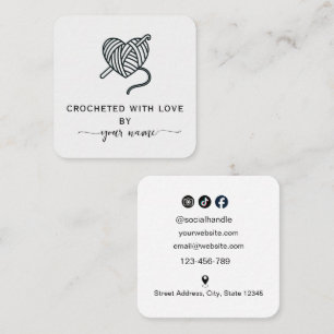 Carte De Visite Carré Crochetée avec amour Fil 