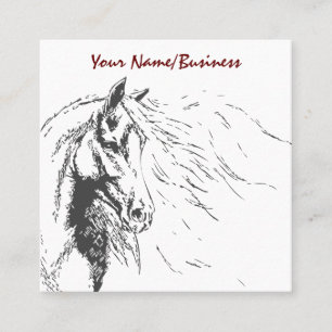 Carte De Visite Carré Croquis avec Mane Flower Equestrio