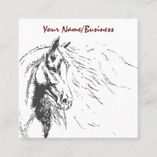 Carte De Visite Carré Croquis avec Mane Flower Equestrio