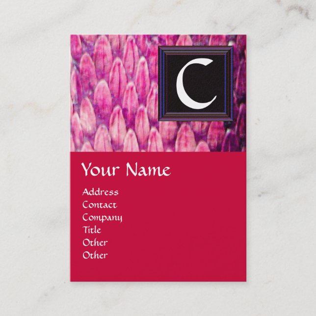 Carte De Visite Carré CROTALUS MONOGRAMME, rouge rose noir gras (Devant)