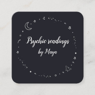 Carte De Visite Carré Crystal cercle lune étoile ciel psychique
