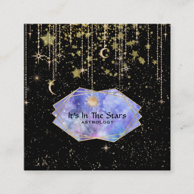Carte De Visite Carré *~* Crystals Cosmos Astrology Stars Lune (Devant)