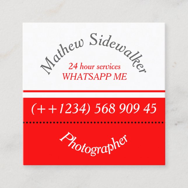 Carte De Visite Carré Cube cool tendance rouge et blanc (Devant)