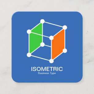 Carte De Visite Carré Cube isine istro - Blanc, Vert et Orange sur Bleu