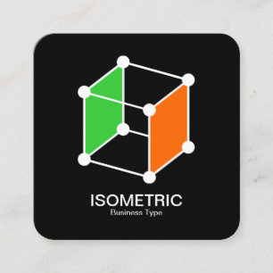 Carte De Visite Carré Cube isine istro - Blanc, Vert et Orange sur Noir