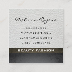 Carte De Visite Carré Cuir blanc Faux moderne avec texture chic