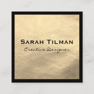 Carte De Visite Carré Cuir Noir Chic