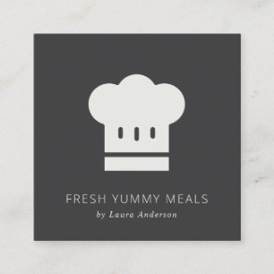 Carte De Visite Carré Cuisine minimaliste Rustique Noir et Blanc Chef Ca