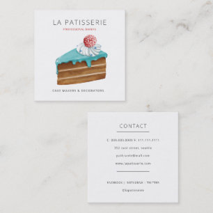 Carte De Visite Carré Cuisine moderne Bleu Cheesecake Boulangerie Chef p