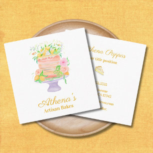 Carte De Visite Carré Cuisine pâtissière boulangère Aquarelle