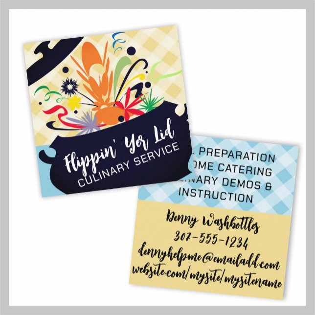 Carte De Visite Carré Cuisine pot éclatant arômes chef cuisine gastronom (Créateur téléchargé)