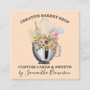 Carte De Visite Carré Cuisinier en pâtisserie de boulangerie Ustensiles