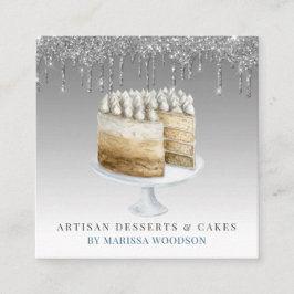 Carte De Visite Carré Cuisinier pâtissier Cuisinier Argent Parties scint