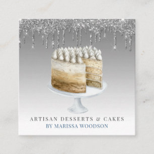 Carte De Visite Carré Cuisinier pâtissier Cuisinier Argent Parties scint