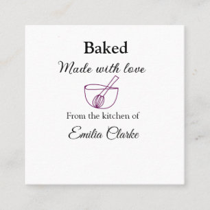 Carte De Visite Carré Cuit avec amour boulangerie entreprise ajouter nom