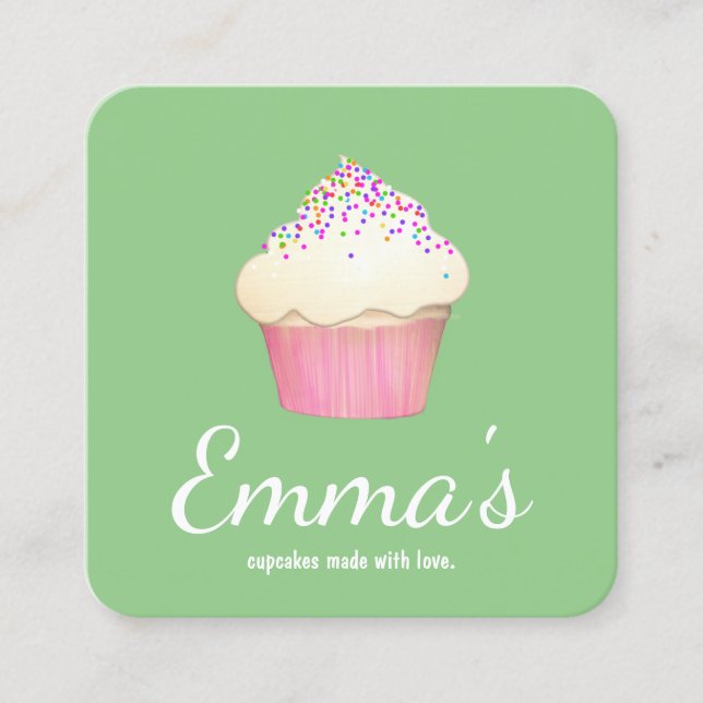 Carte De Visite Carré Cupcake Baker boulangerie Chef Restauration (Devant)
