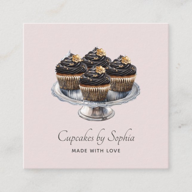 Carte De Visite Carré Cupcake Baker boulangerie Chef Restauration (Devant)