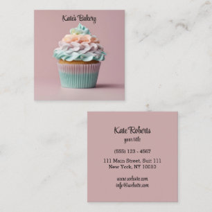 Carte De Visite Carré Cupcake Pastel Couleurs Boulangerie Pâtisserie Che