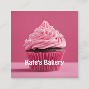 Carte De Visite Carré Cupcake Pastel Pink Bakery Pâtisserie Chef Restaur