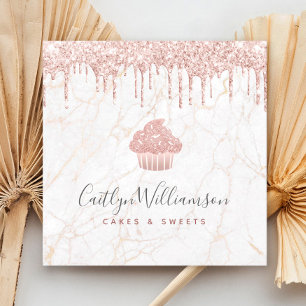 Carte De Visite Carré Cupcake Rose Gold Parties scintillant Drives Marbl