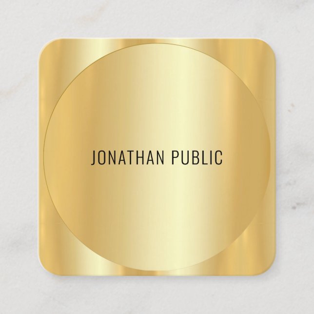 Carte De Visite Carré Custom Faux Gold Modern Élégant Simple Modèle (Devant)