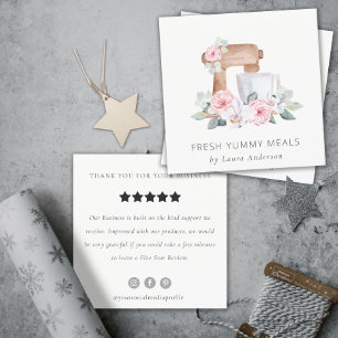 Carte De Visite Carré Cute Blush Floral Gâteau Mixer Boulangerie Demande