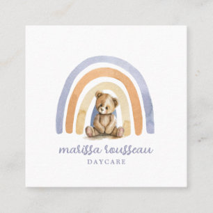 Carte De Visite Carré Cute Boho Rainbow Garderie Babysitter Garderie