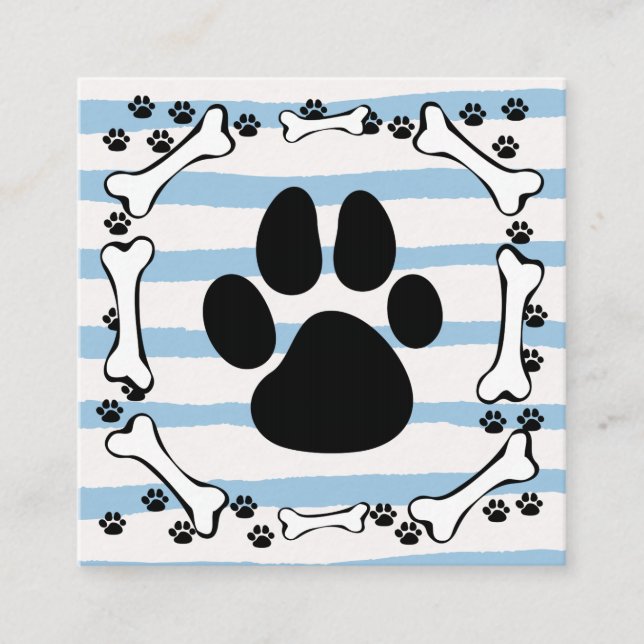Carte De Visite Carré Cute Chien Paws Bones Service pour animaux (Devant)